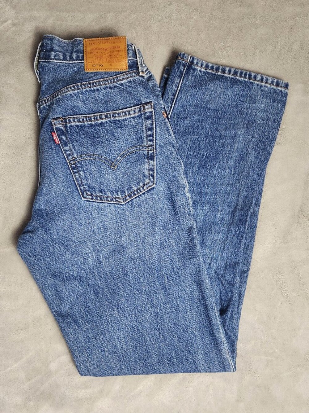 Women Levi's 501 '90s Selvedge Jeans Button Fly Straight Leg sz 25